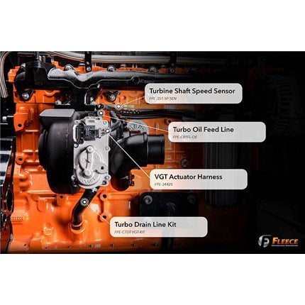 Fleece Turbo Drain Tube Kit for VGT Turbochargers - 07.5-18 Dodge Cummins 6.7L